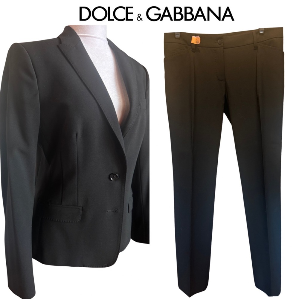 Dolce & Gabbana Suit F1275T Black Stretch Leopard Lined Pant Blazer IT44 8 10 M - Picture 6 of 17